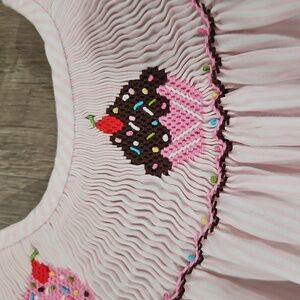 Candyland Pink & Cupcakes Smocked Kids Dress 24 Months